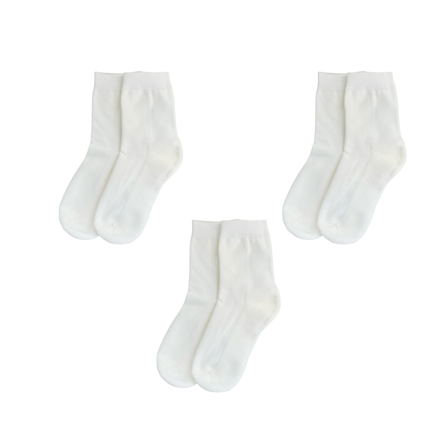 Organic Cotton Socks (White, Terry Cushion) x3 Pairs