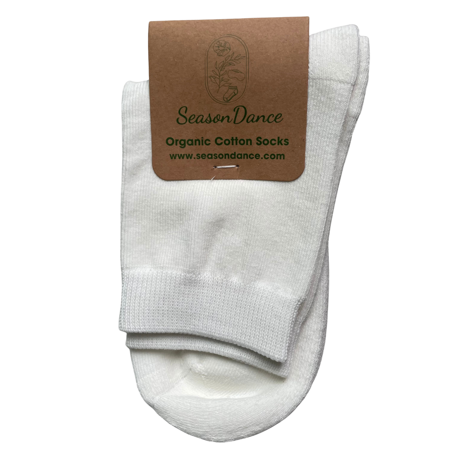 Organic Cotton Socks (White, No Terry Cushion) x5 Pairs