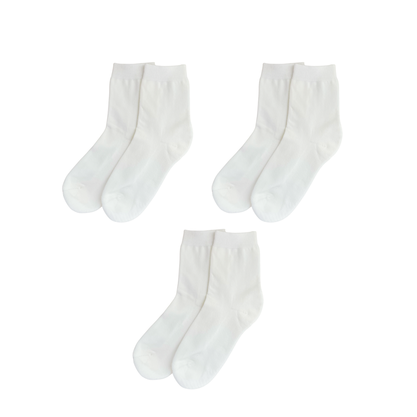 Organic Cotton Socks (White, Terry Cushion) x3 Pairs
