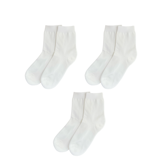 Organic Cotton Socks (White, Terry Cushion) x3 Pairs